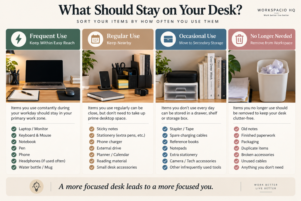 How to organize a cluttered home office desk